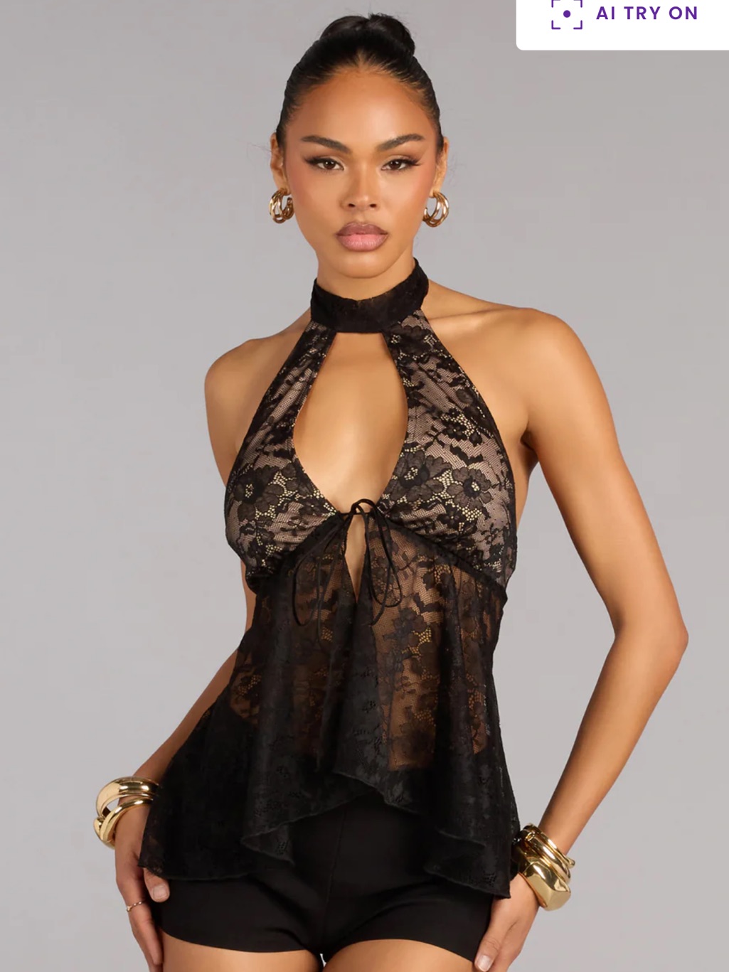 Windsor Sheer Temptation Lace Halter Top - Medium - New